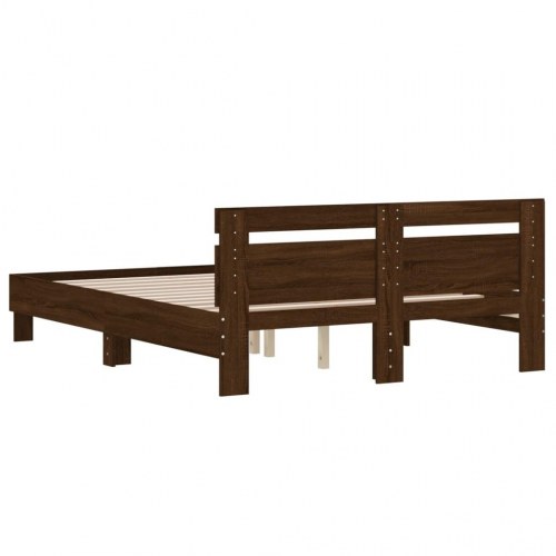 Sengeramme med sengegavl 140 x 200 cm - brun egetræ