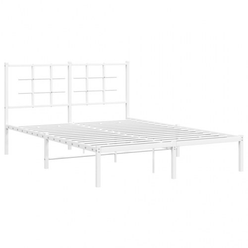 Sengeramme med sengegavl 140x200 cm metal hvid