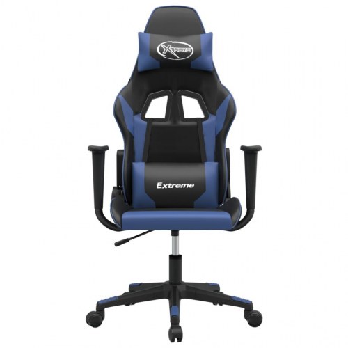 Gamingstol med massagefunktion i kunstlæder - sort/blå