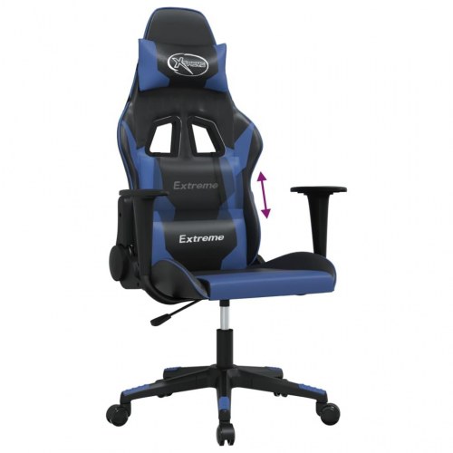 Gamingstol med massagefunktion i kunstlæder - sort/blå