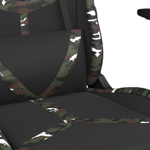 Gamingstol i kunstlæder - sort/camouflage, højde- og ryglænsjusterbar