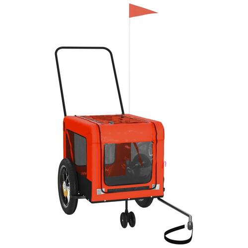 Hundetrailer til cykel oxfordstof og jern orange og sort