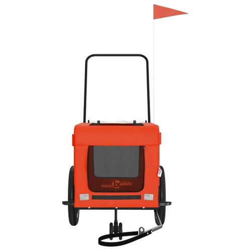 Hundetrailer til cykel oxfordstof og jern orange og sort
