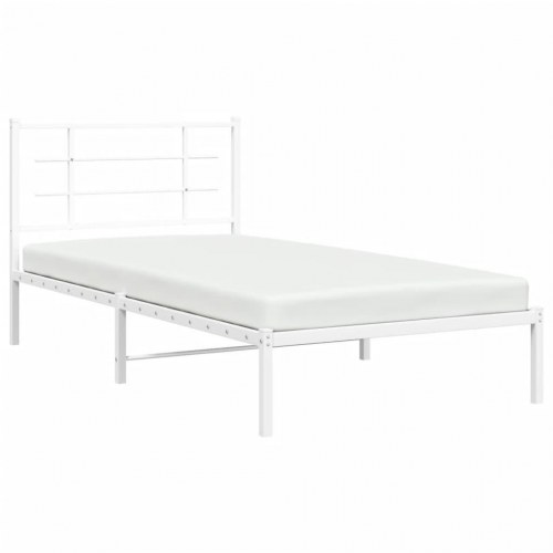 Sengeramme med sengegavl 107×203 cm - metal, hvid