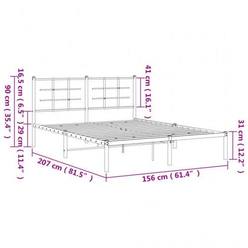 Sengeramme med sengegavl 150 x 200 cm - hvid