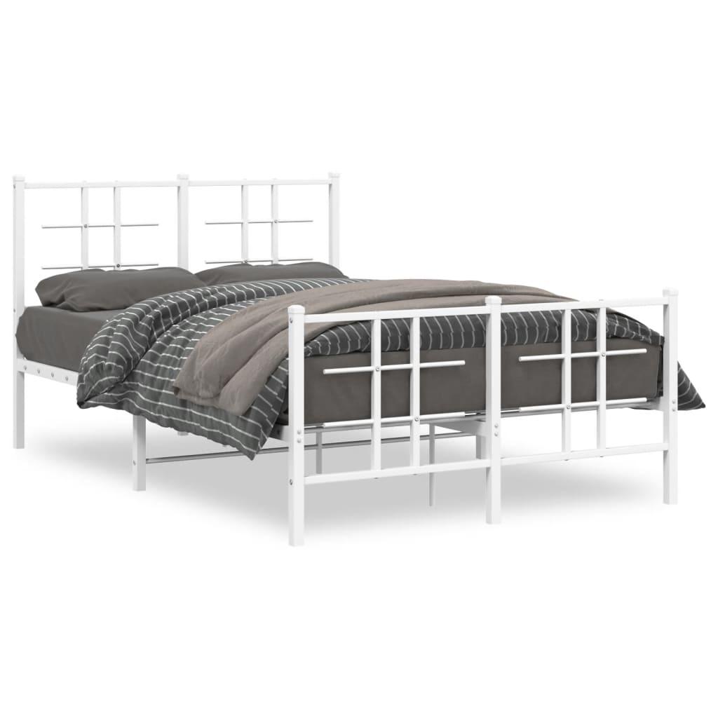 Sengeramme med sengegavl og fodgærde 120x190 cm metal hvid