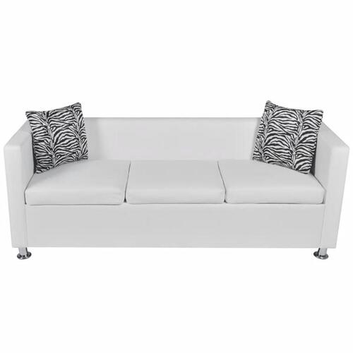 Sofa 3-pers. kunstlæder hvid