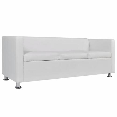 Sofa 3-pers. kunstlæder hvid