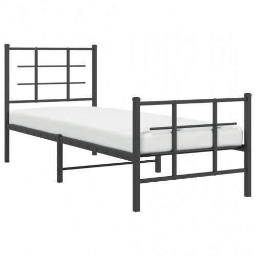 Sengeramme med sengegavl og fodgærde 80x200 cm metal sort
