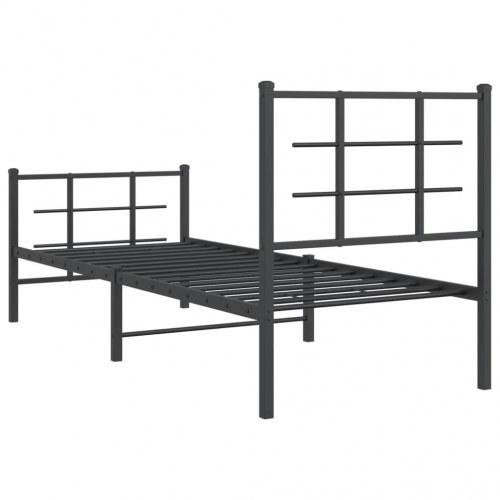 Sengeramme med sengegavl og fodgærde 80x200 cm metal sort