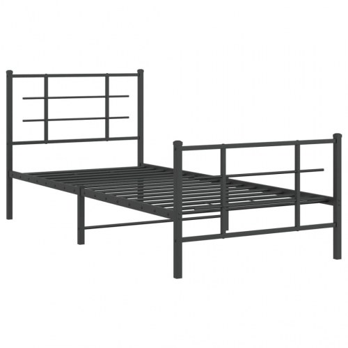 Sengeramme med sengegavl og fodgærde 90 x 200 cm - sort