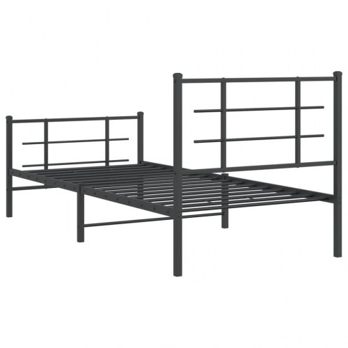 Sengeramme med sengegavl og fodgærde 90 x 200 cm - sort