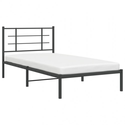 Sengeramme med sengegavl 100×200 cm - metal, sort