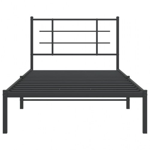 Sengeramme med sengegavl 100×200 cm - metal, sort