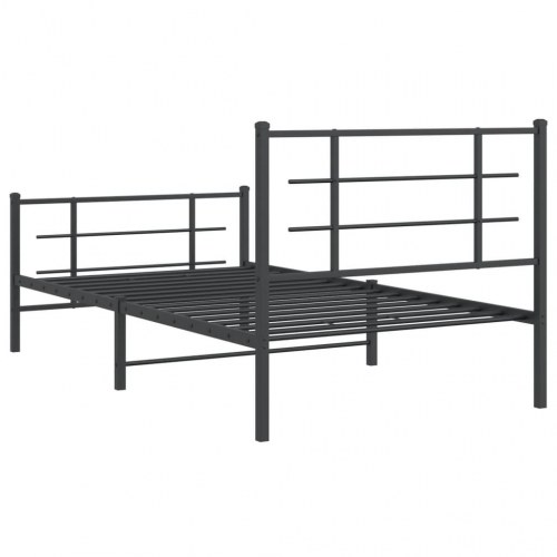 Sengeramme i metal med sengegavl og fodgærde 100 x 200 cm - sort
