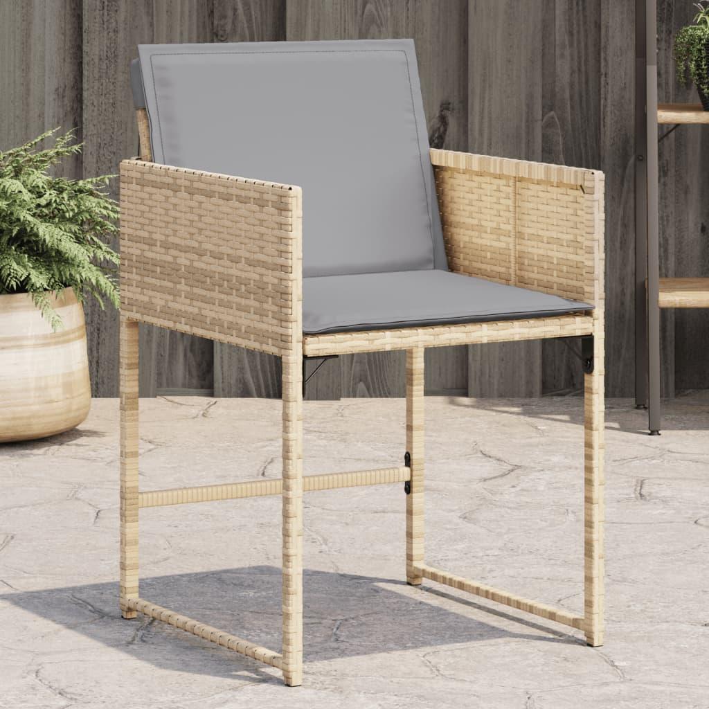 Havestole 4 stk. med hynder polyrattan blandet beige billede