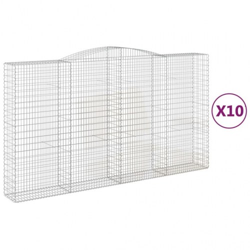 Buede gabionkurve - 10 stk. 400 × 50 × 220/240 cm i galvaniseret jern