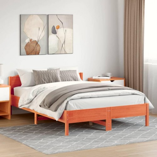 Sengeramme i massivt fyrretræ 160 x 200 cm - gyldenbrun