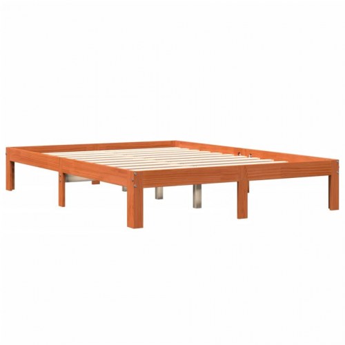 Sengeramme i massivt fyrretræ - 135x190 cm, brun