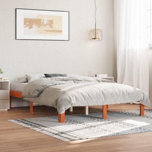 Sengeramme i massivt fyrretræ - 135x190 cm, brun