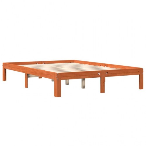 Sengeramme i massivt fyrretræ - 135x190 cm, brun
