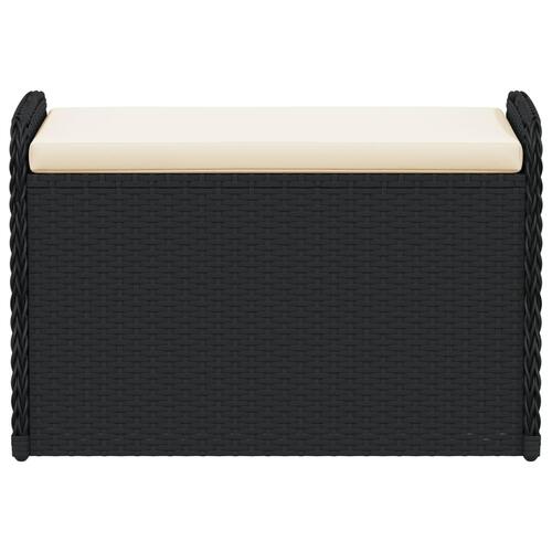Opbevaringsbænk med hynde 80x51x52 cm polyrattan sort