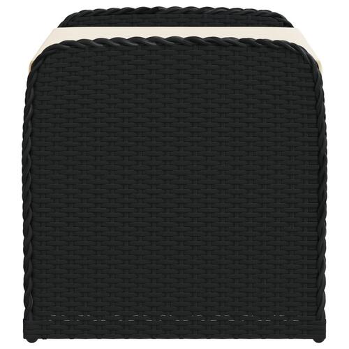 Opbevaringsbænk med hynde 80x51x52 cm polyrattan sort