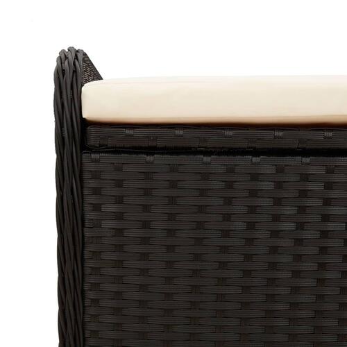 Opbevaringsbænk med hynde 80x51x52 cm polyrattan sort