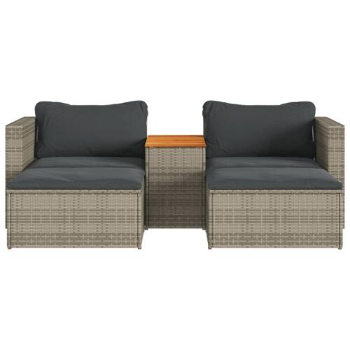 Sofasæt 5 dele med hynder polyrattan akacietræ grå