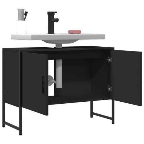 Underskab til håndvask 80 × 33 × 60 cm i konstrueret træ - sort