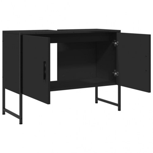 Underskab til håndvask 80 × 33 × 60 cm i konstrueret træ - sort
