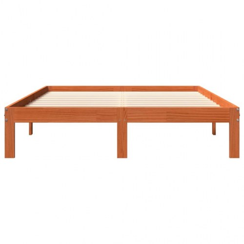 Sengeramme i massivt fyrretræ 140x190 cm - gyldenbrun