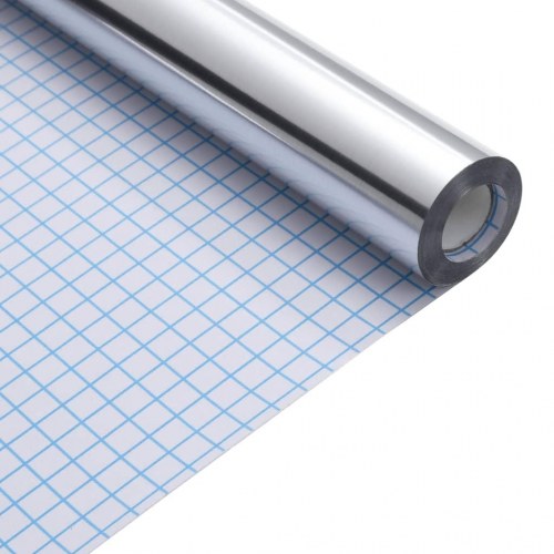 Selvklæbende folie til møbler 90x500 cm PET sølvfarvet