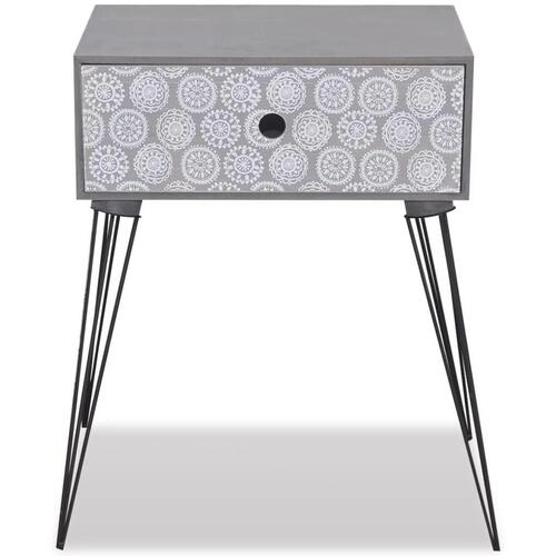 Sengebord med 1 skuffe rektangulær grå