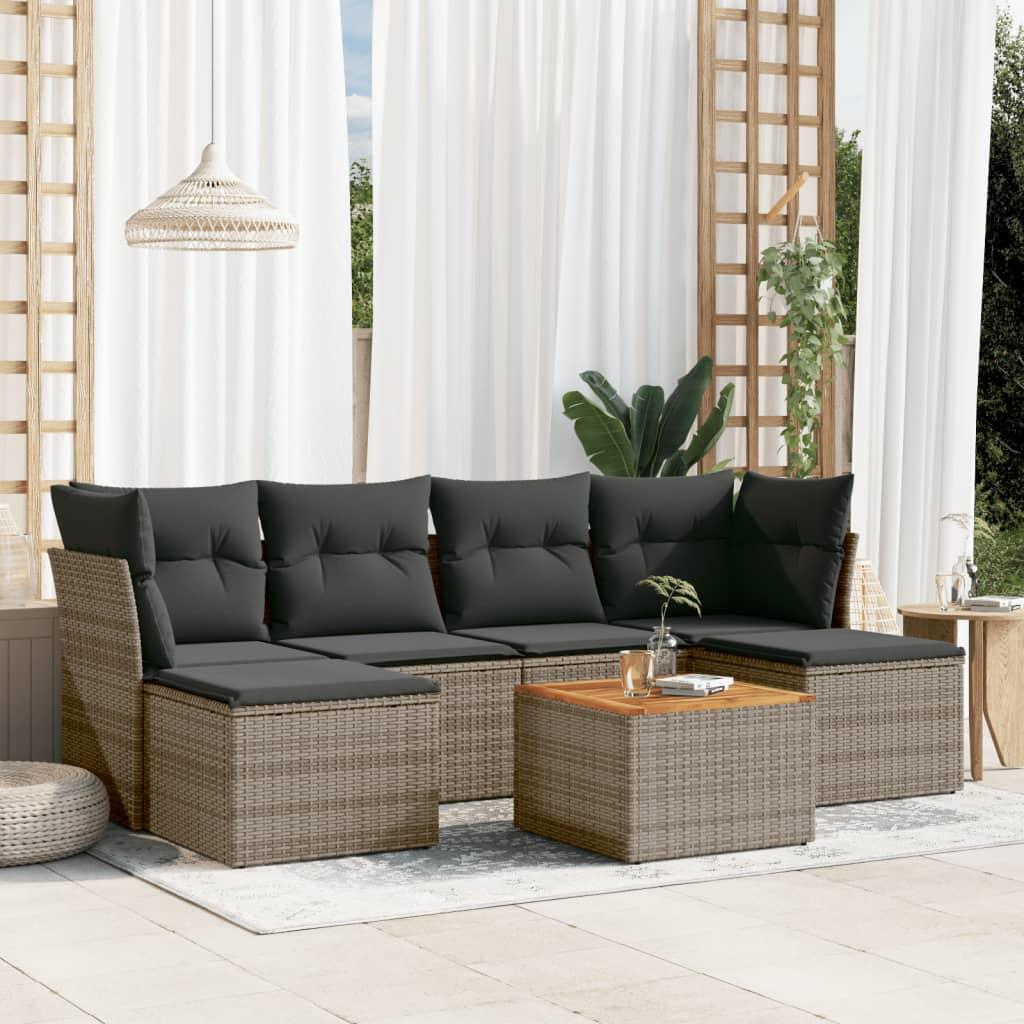Sofasæt Til Haven 7 Dele Med Hynder Polyrattan Beige - grå og mørkegrå
