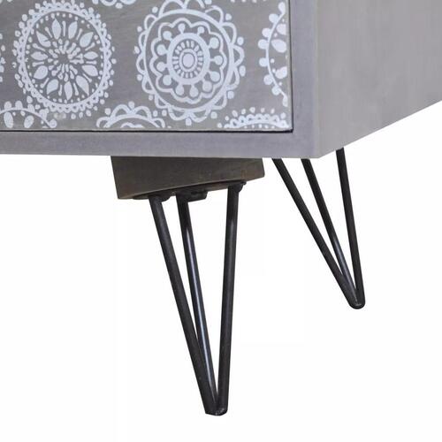 Sengebord med 3 skuffer grå og brun