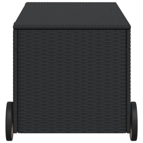 Opbevaringsboks med hjul 190 l i polyrattan - sort