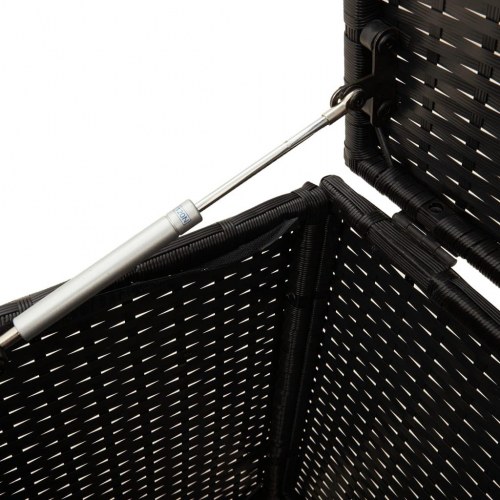 Opbevaringsboks med hjul 190 l i polyrattan - sort