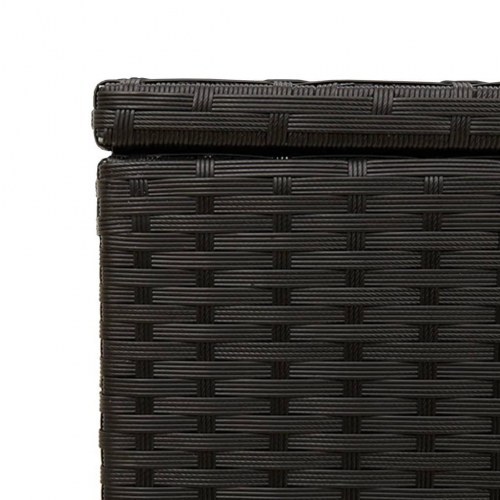Opbevaringsboks med hjul 190 l i polyrattan - sort