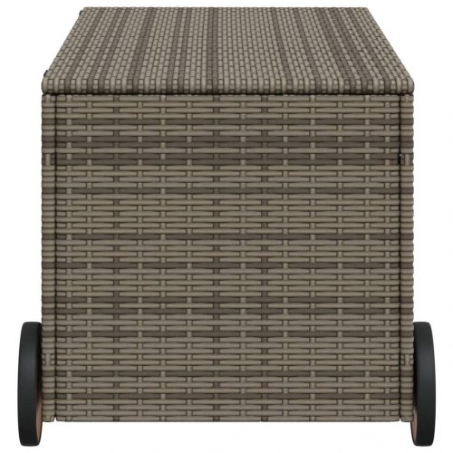 Opbevaringsboks med hjul 190 l i polyrattan - grå