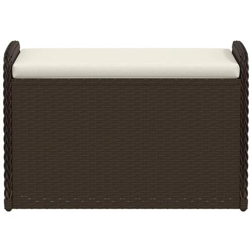 Opbevaringsbænk med hynde 80x51x52 cm polyrattan brun