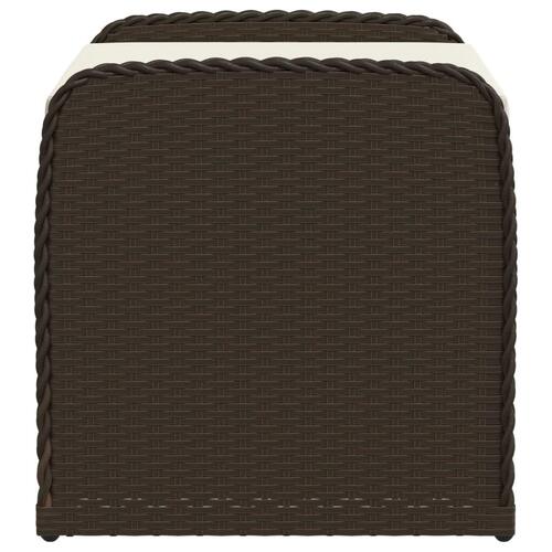 Opbevaringsbænk med hynde 80x51x52 cm polyrattan brun