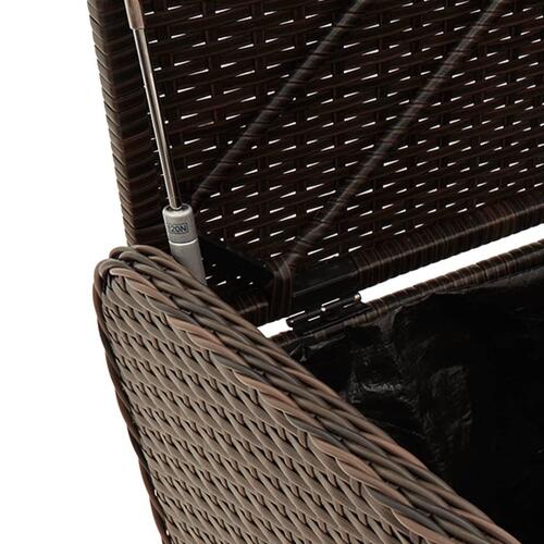Opbevaringsbænk med hynde 80x51x52 cm polyrattan brun