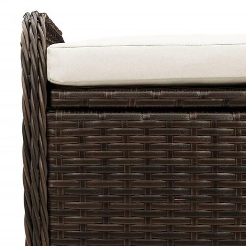 Opbevaringsbænk med hynde 80x51x52 cm polyrattan brun