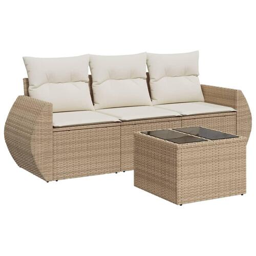 Sofasæt til haven 4 dele med hynder polyrattan beige