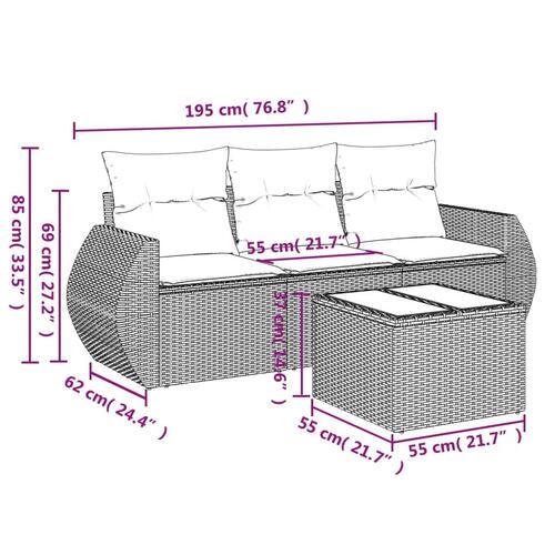 Sofasæt til haven 4 dele med hynder polyrattan beige