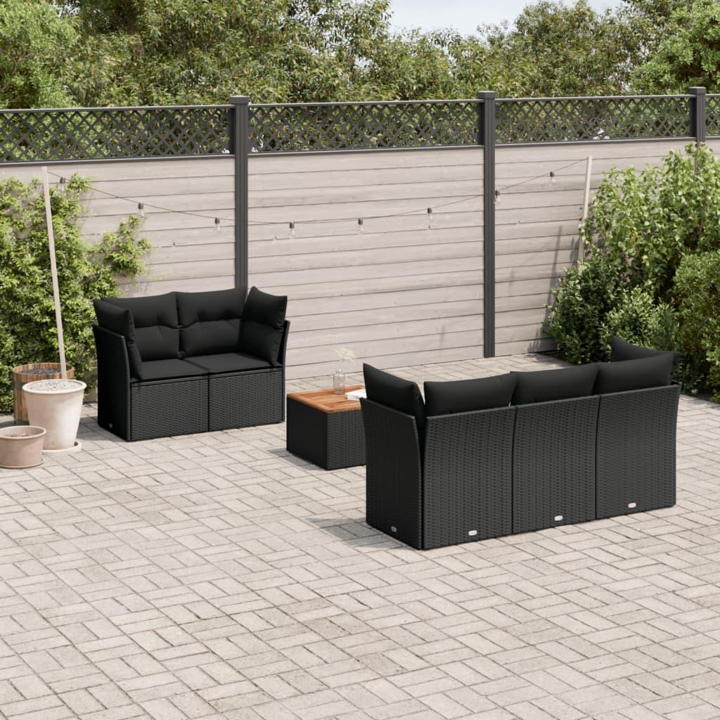 Sofasæt Til Haven 6 Dele Med Hynder Polyrattan - Sort