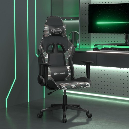 Gamingstol med massagefunktion i kunstlæder - sort/camouflage