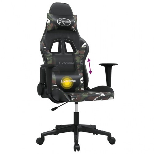 Gamingstol med massagefunktion i kunstlæder - sort/camouflage