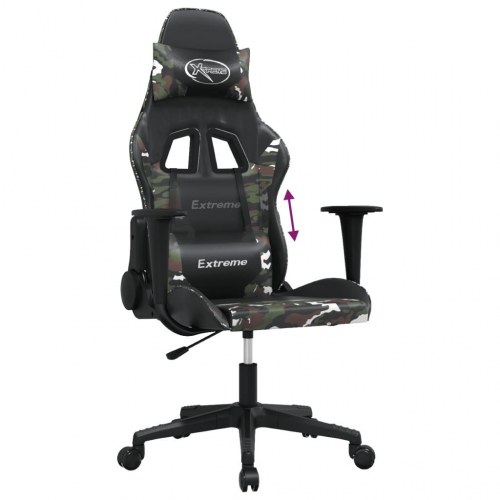 Gamingstol med massagefunktion i kunstlæder - sort/camouflage